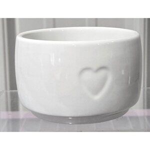 Dolomite Ceramic Embossed Heart Design Mini Snack White Cup 3.5" Wide 2.5" Tall